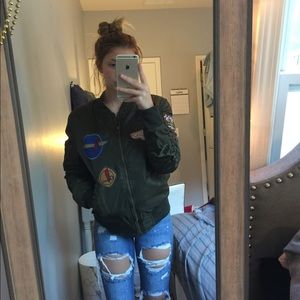 Army green bomber jacket